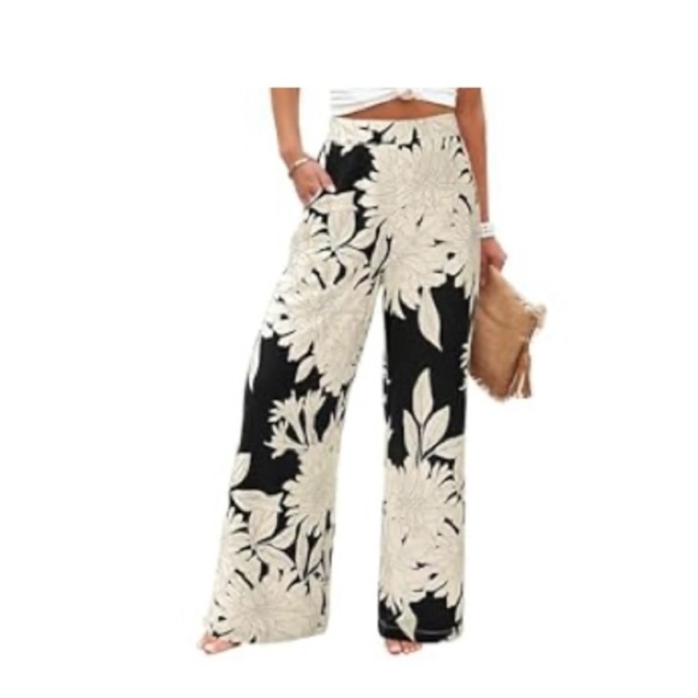 Elegant Floral Wide-Leg Pants